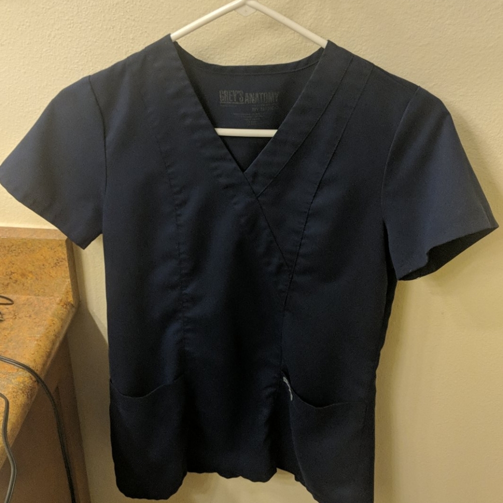 Grey's Anatomy Dark Blue Scrub Top XS
